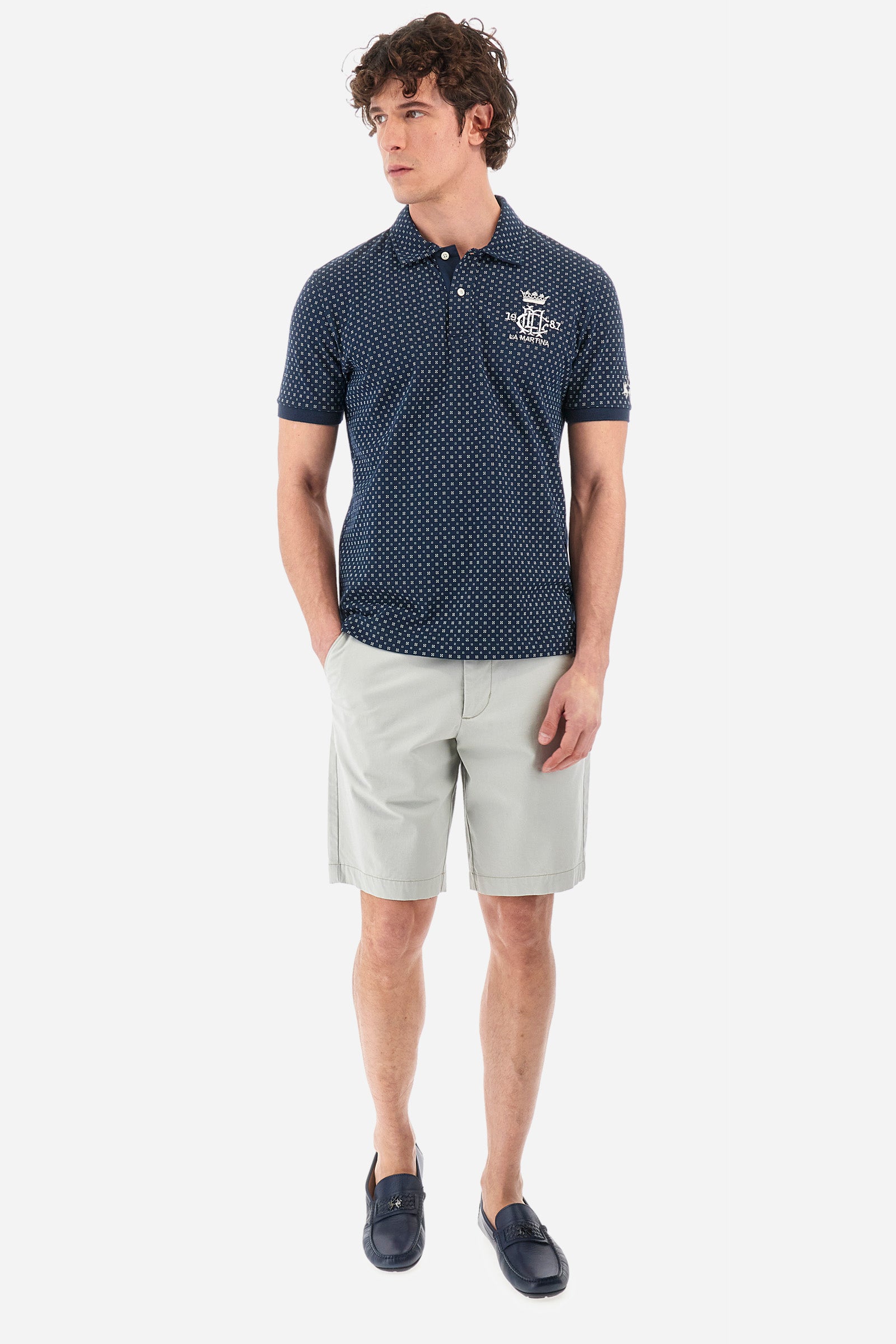 Regular-fit polo in elasticated cotton - Yudell