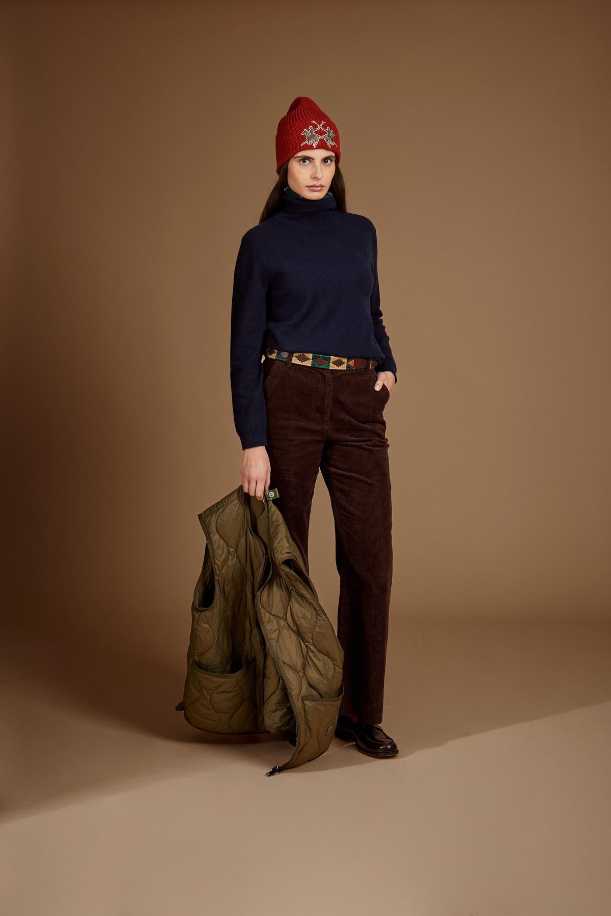 Women's ribbed turtleneck sweater in lambswool blend - Elvina