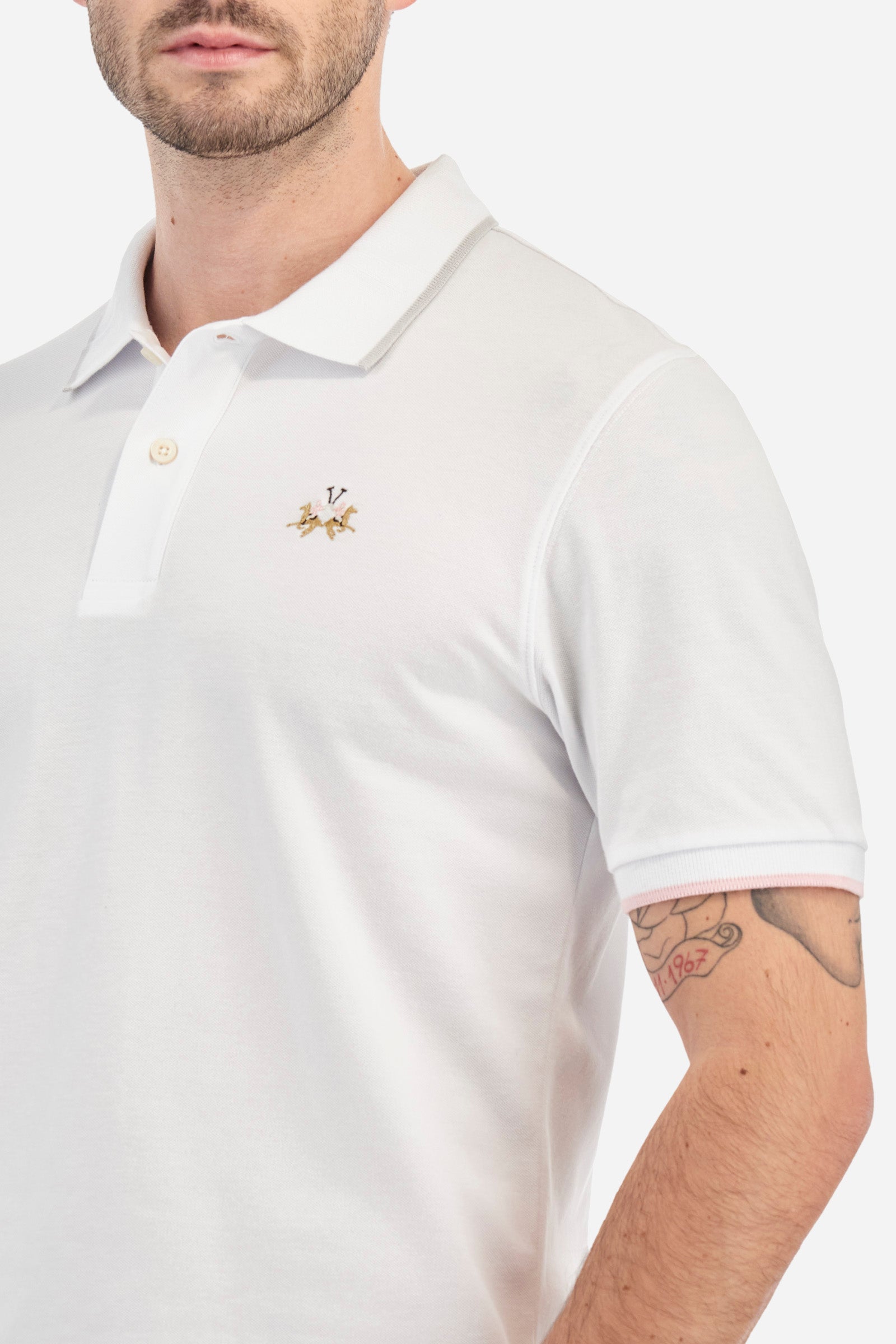 Polo shirt in piqué cotton in slim fit - Russell