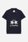 Short-sleeved polo shirt for girls made from soft 100% cotton piqué in a solid colour. The style features a regular fit, hip length and shirt collar in the same fabric with a buttonless V-neck. The contrast maxi front print, featuring the brand logo, gives the garment strong visual impact and a sporty, feminine style. - Navy