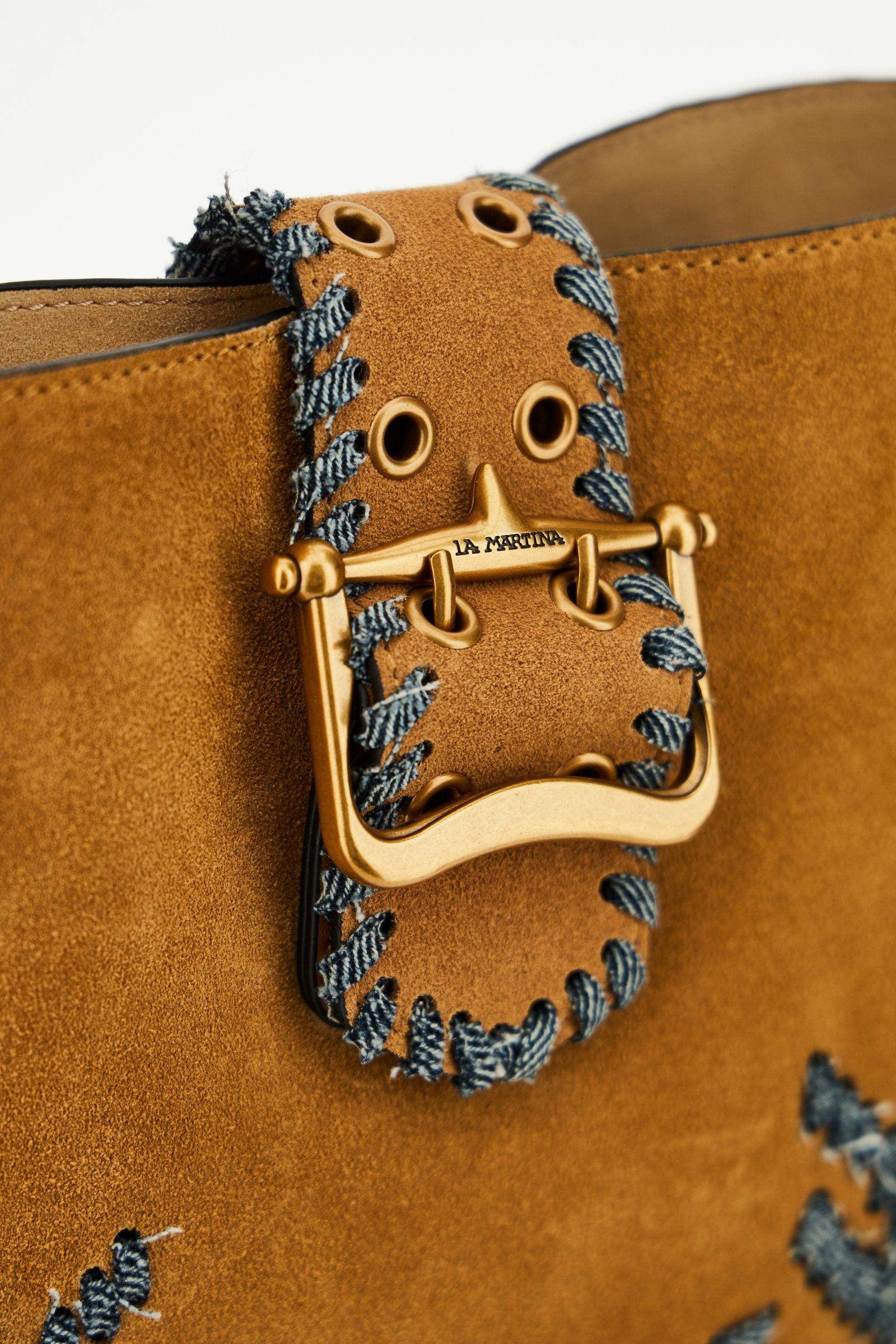 Women's suede and denim intarsia crossbody bag - Fuego Crossbody