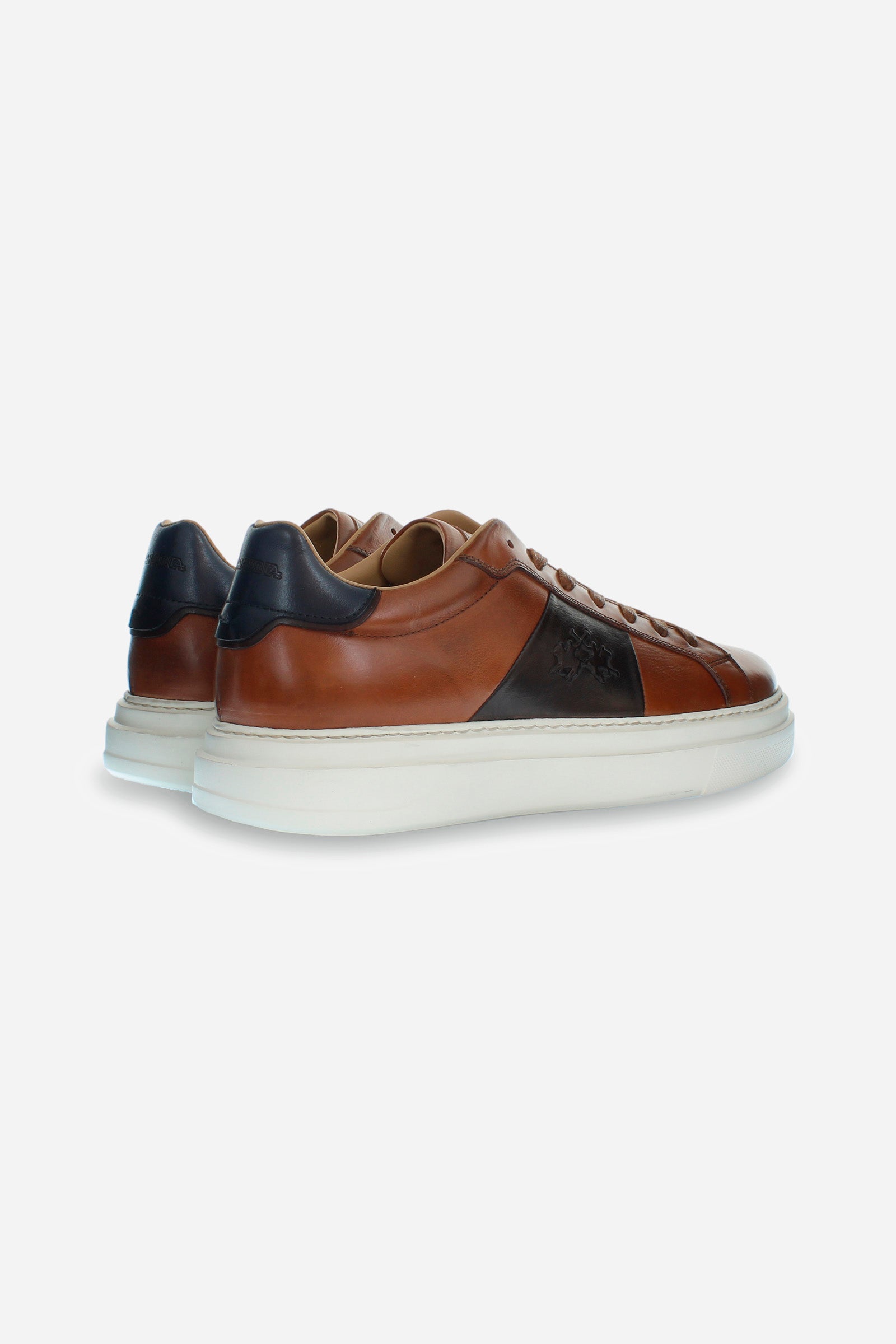 Baskets pour homme en cuir multicolore