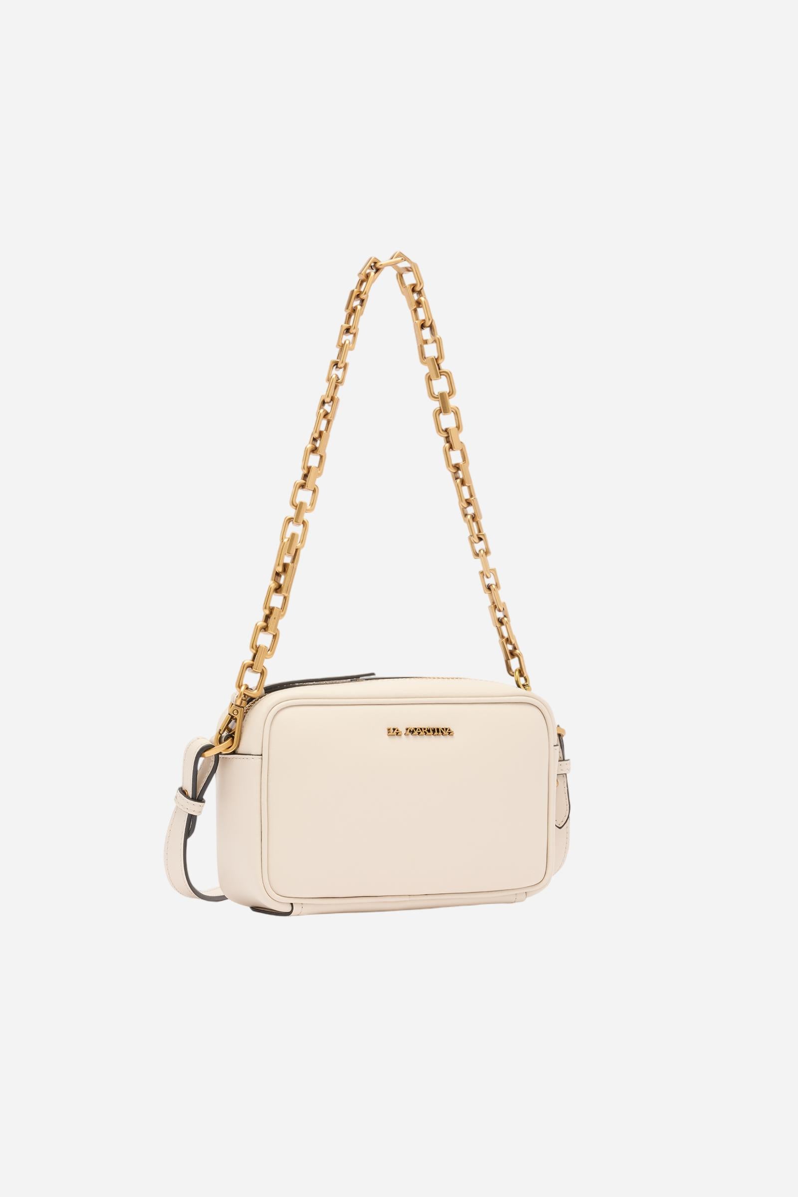 Calfskin leather clutch with metal chain – Camera Case Small