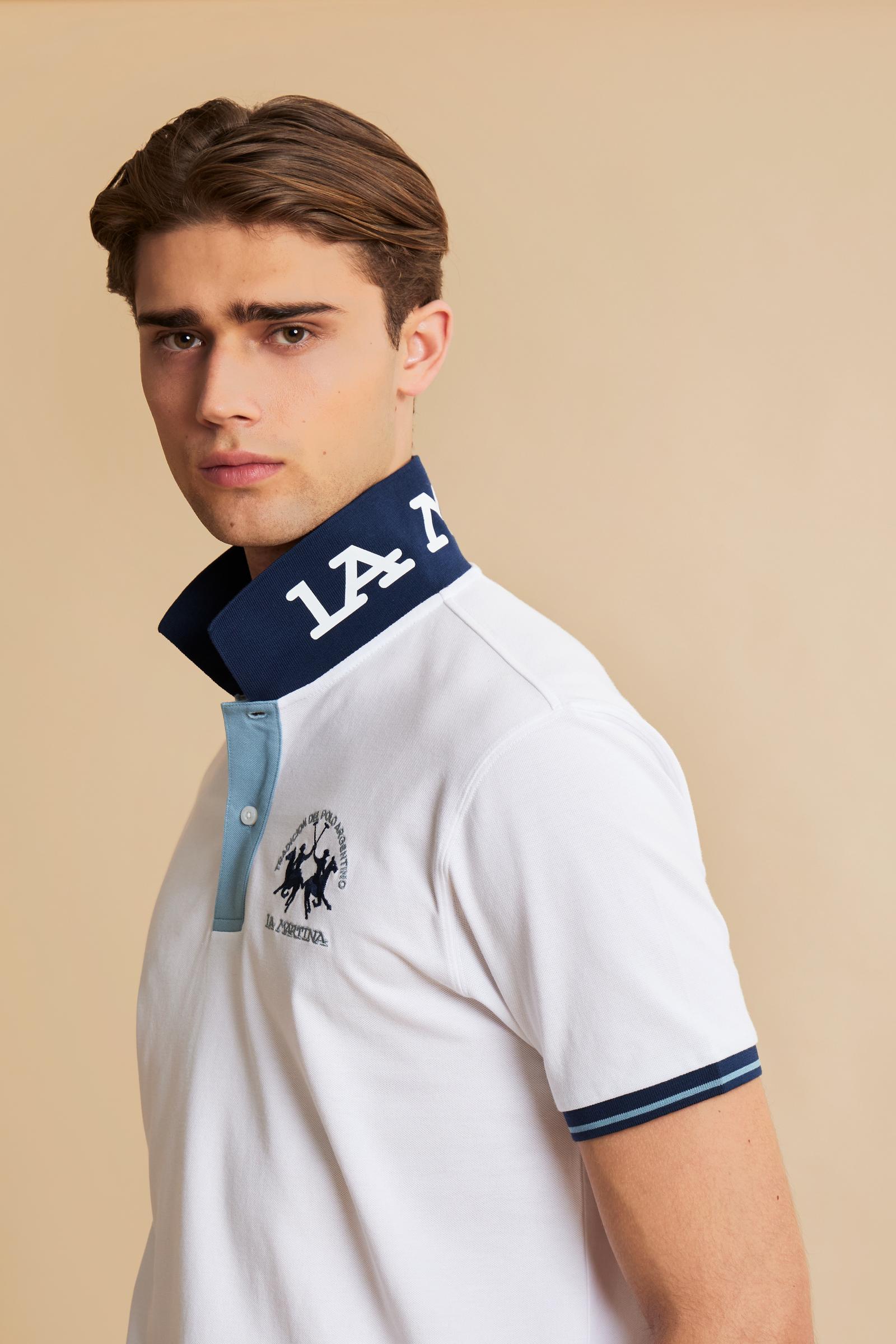 Men’s short sleeve stretch piqué polo shirt with contrast details – Trixie