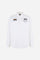 Men’s long-sleeve 100% cotton Oxford shirt with a soft texture, regular tailored fit, button-down collar, mother-of-pearl buttons, and detailed embroidered patches. - Optic White