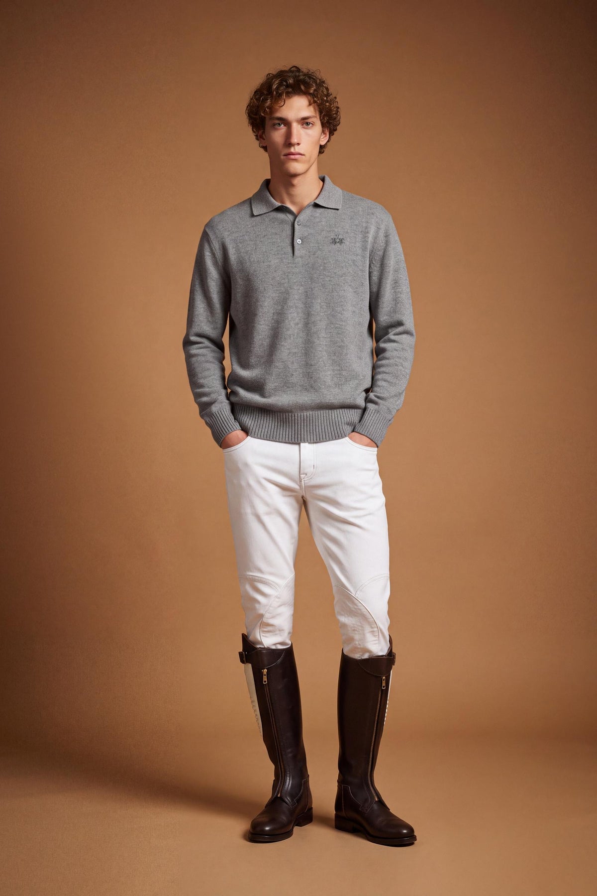 Men's polo shirt in cotton and wool knit - Euridice