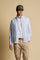 Men’s striped linen long-sleeve shirt with button-down collar. Regular fit and contrast embroidered logo on the chest. - Skyway/Optic White                                                                                                                                                                                                                                                                                                                                                                                     