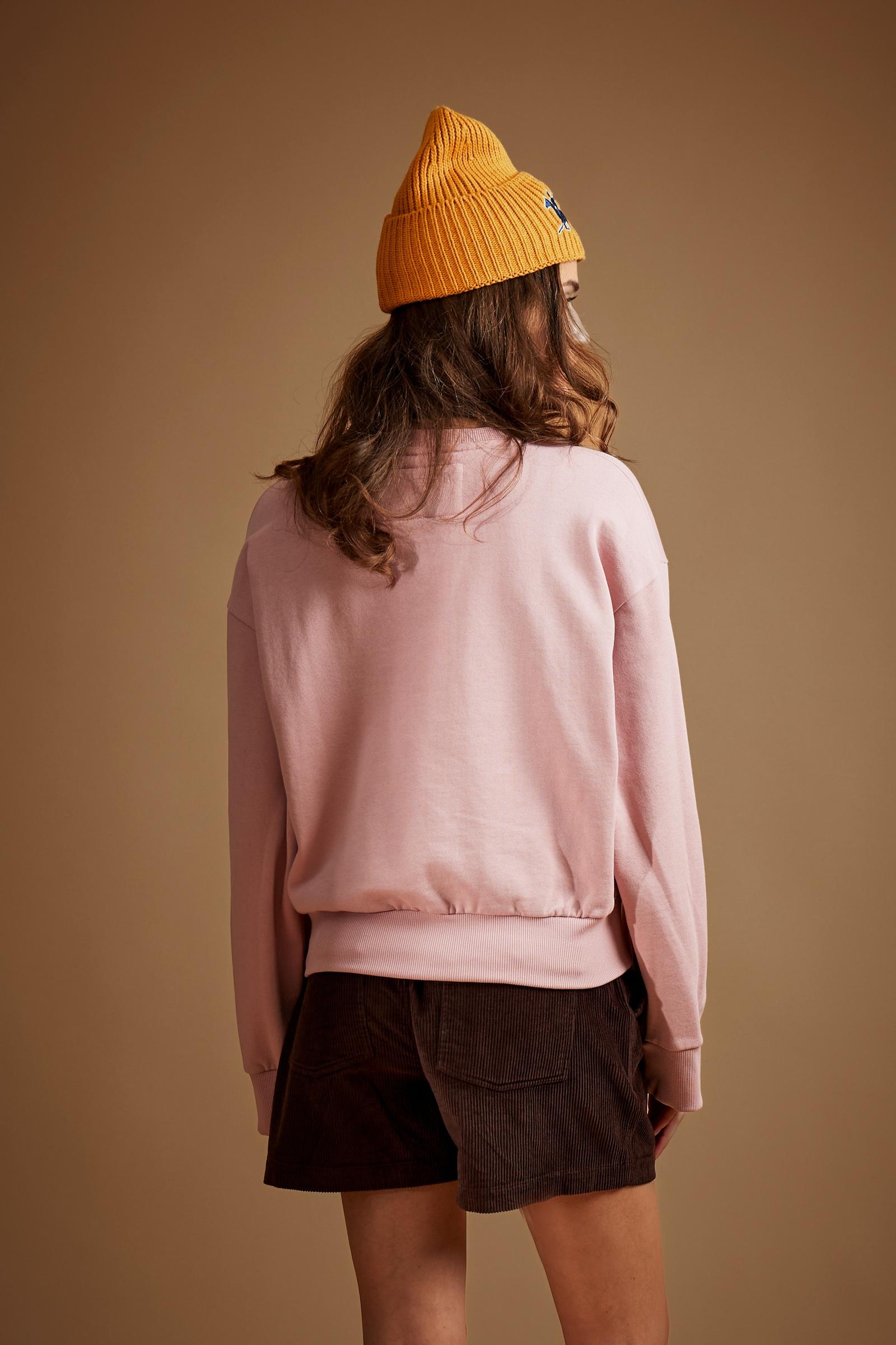 Sweat-shirt femme col rond en coton gratté - Dariana
