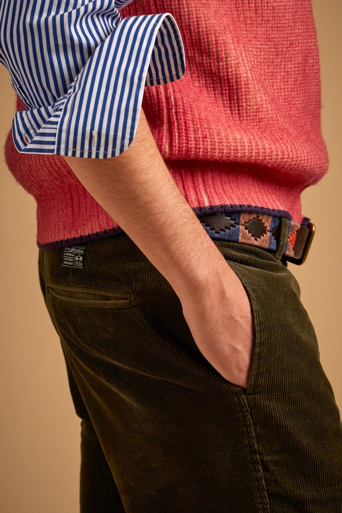 Men's chino pants in corduroy cotton - Edoardo