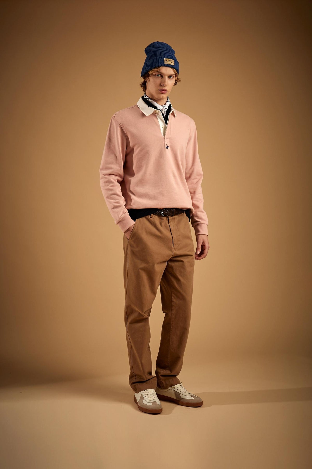 Polo homme en molleton épais de coton col rugby - Domingo