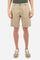 Men's plain Bermuda shorts made from a refined blend of cotton and linen. Fastened with a zip and faux horn button. The side pockets are slanted, while the welt back pockets feature flaps and concealed buttons. The logo, in tone-on-tone embroidery, appears above the right back pocket. Regular fit. The model is wearing a size 33. - Twill
