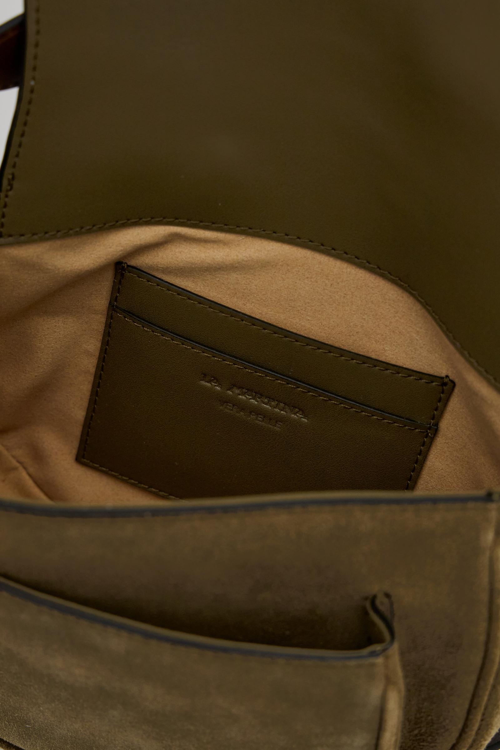 Women's suede crossbody bag with saddle design - Bandolera