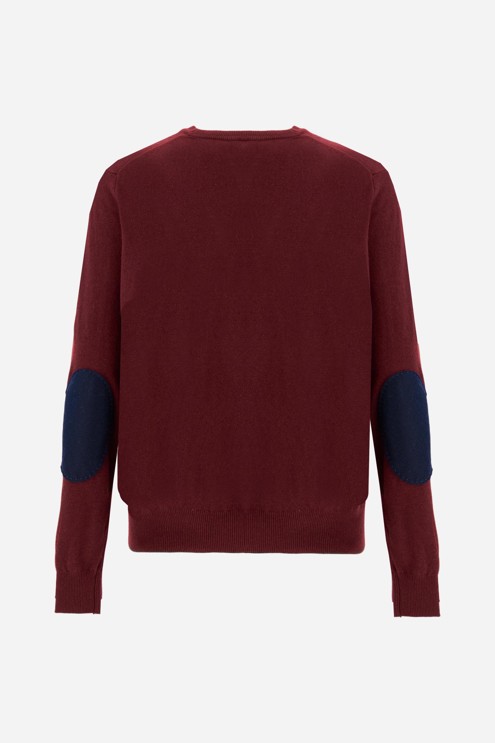 Men’s crew neck sweater with elbow patches - Bobbiejo
