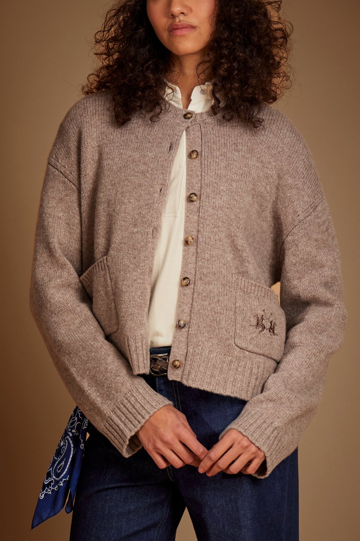 Women's merino wool cardigan with pockets - Elenice