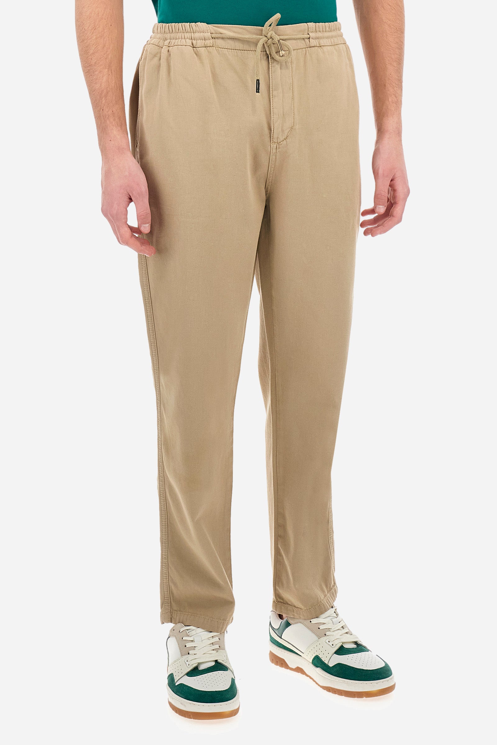 Linen and cotton canvas regular fit trousers - Vann