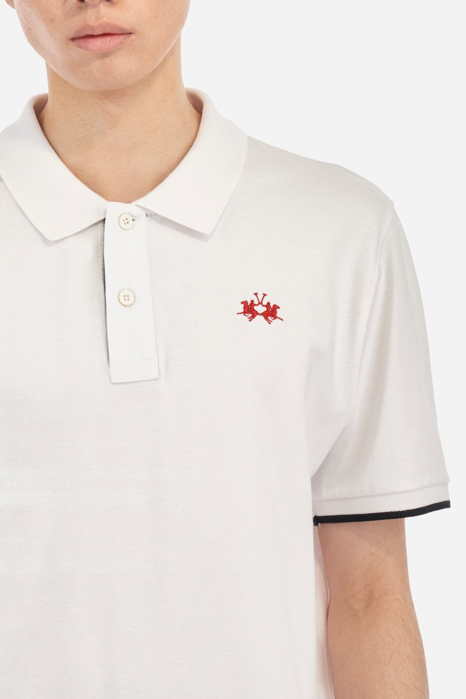 Stretch polo with contrast cuffs - Asahi