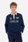 Long-sleeve polo shirt in soft, warm cotton jersey for all-day comfort. The contrasting gabardine collar adds a sophisticated touch to the clean design, while the ribbed cuffs in matching tone complete the look. On the chest, oversized colorful graphics celebrate Italy, Argentina, and England. A small embroidered logo in contrast sits below the placket. Regular fit for a relaxed silhouette that suits every body type. Model wears size L. - Navy