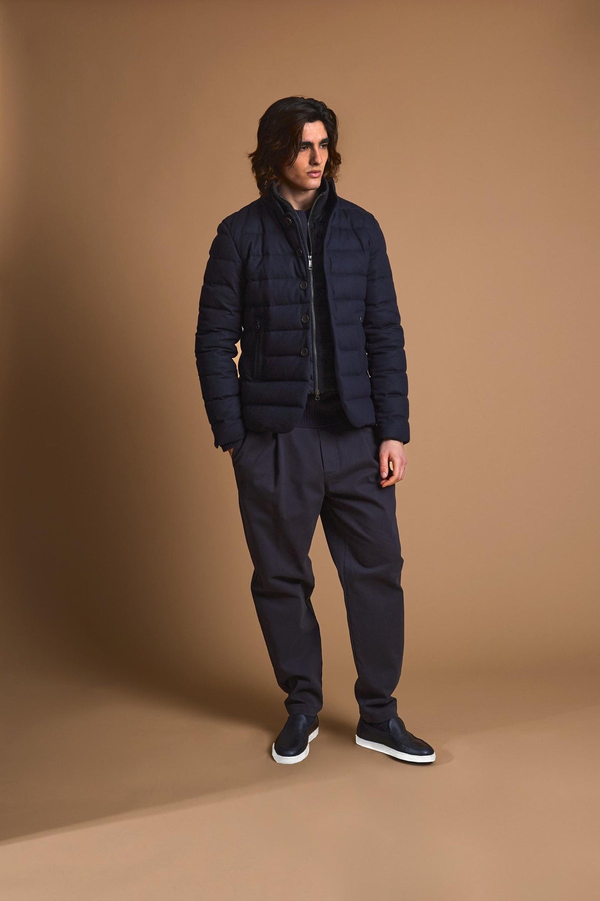 Herren-Steppjacke aus Woll-Twill – Darin