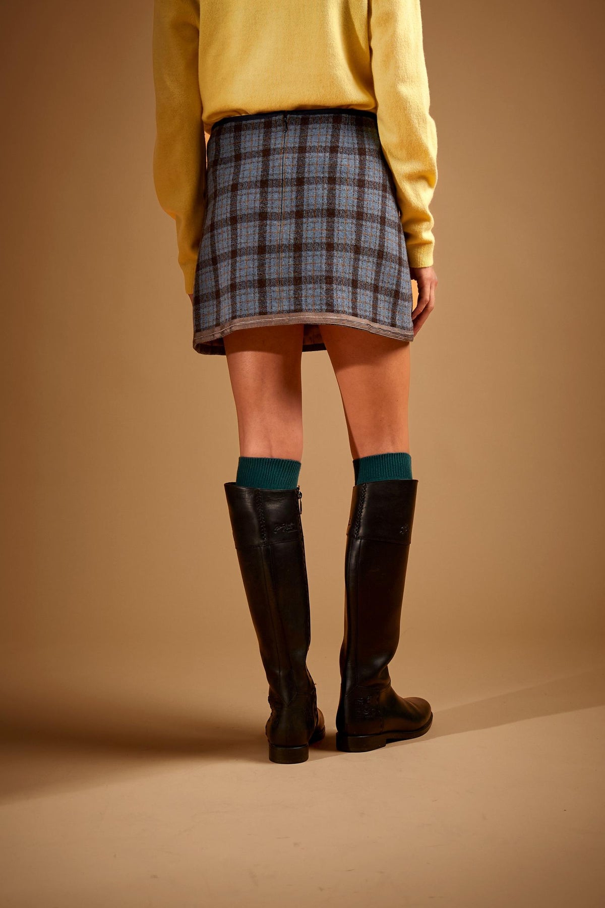 Short skirt in plaid wool felt - Dalila