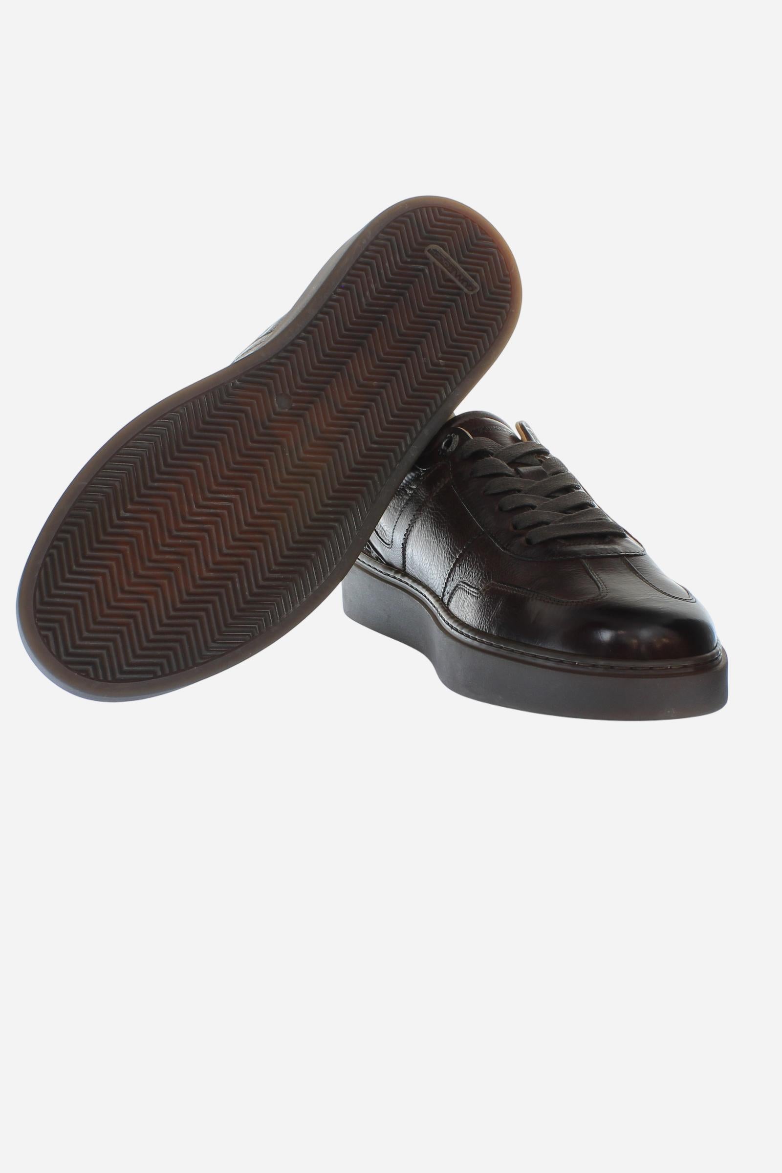 Leather trainers with split leather details