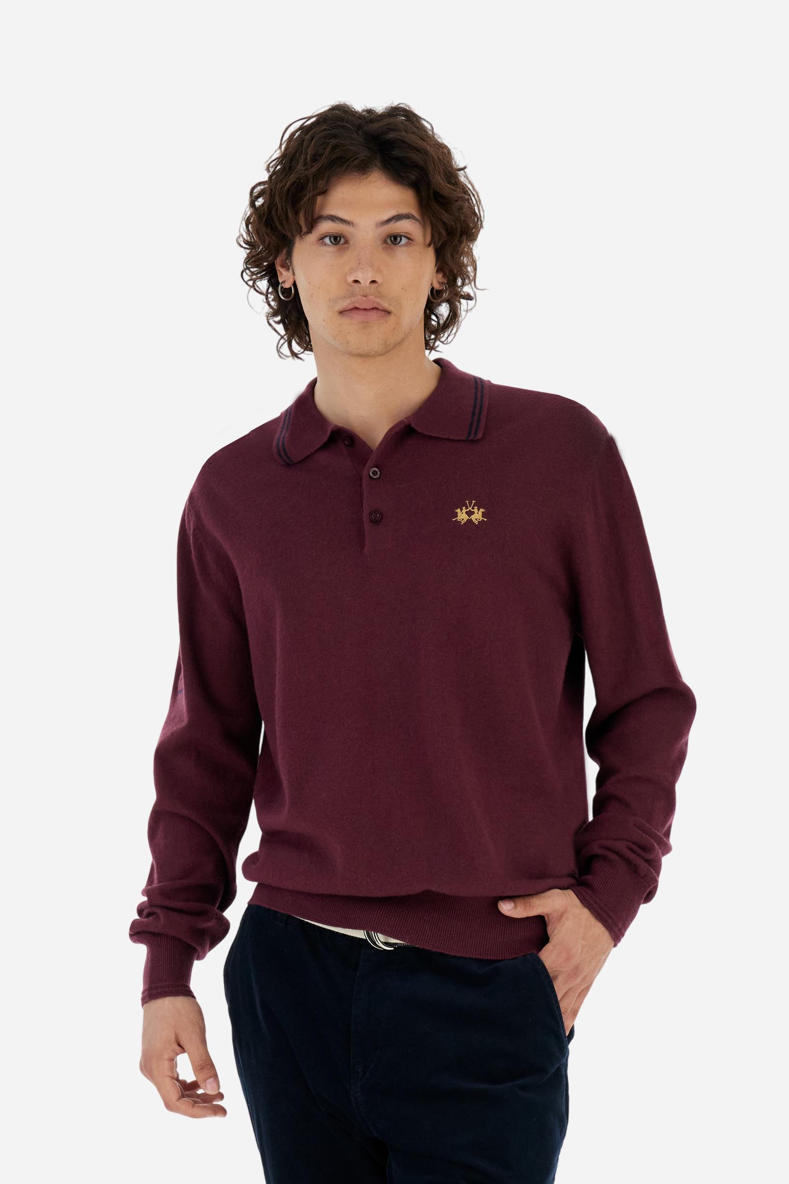 Polo de hombre en punto de algodón y lana con logo pequeño - Brendye