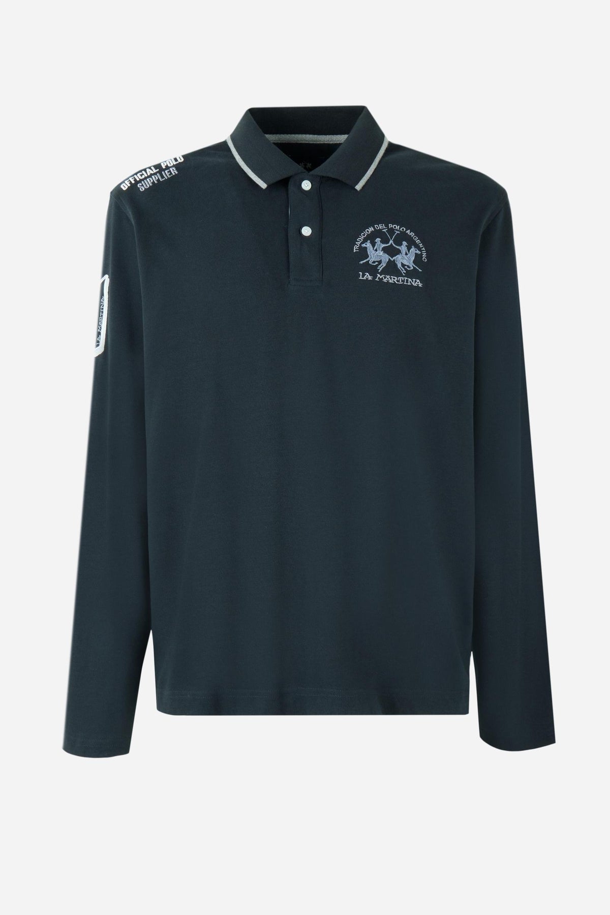 Herren-Polo aus Baumwolle mit langen Ärmeln Flaviano