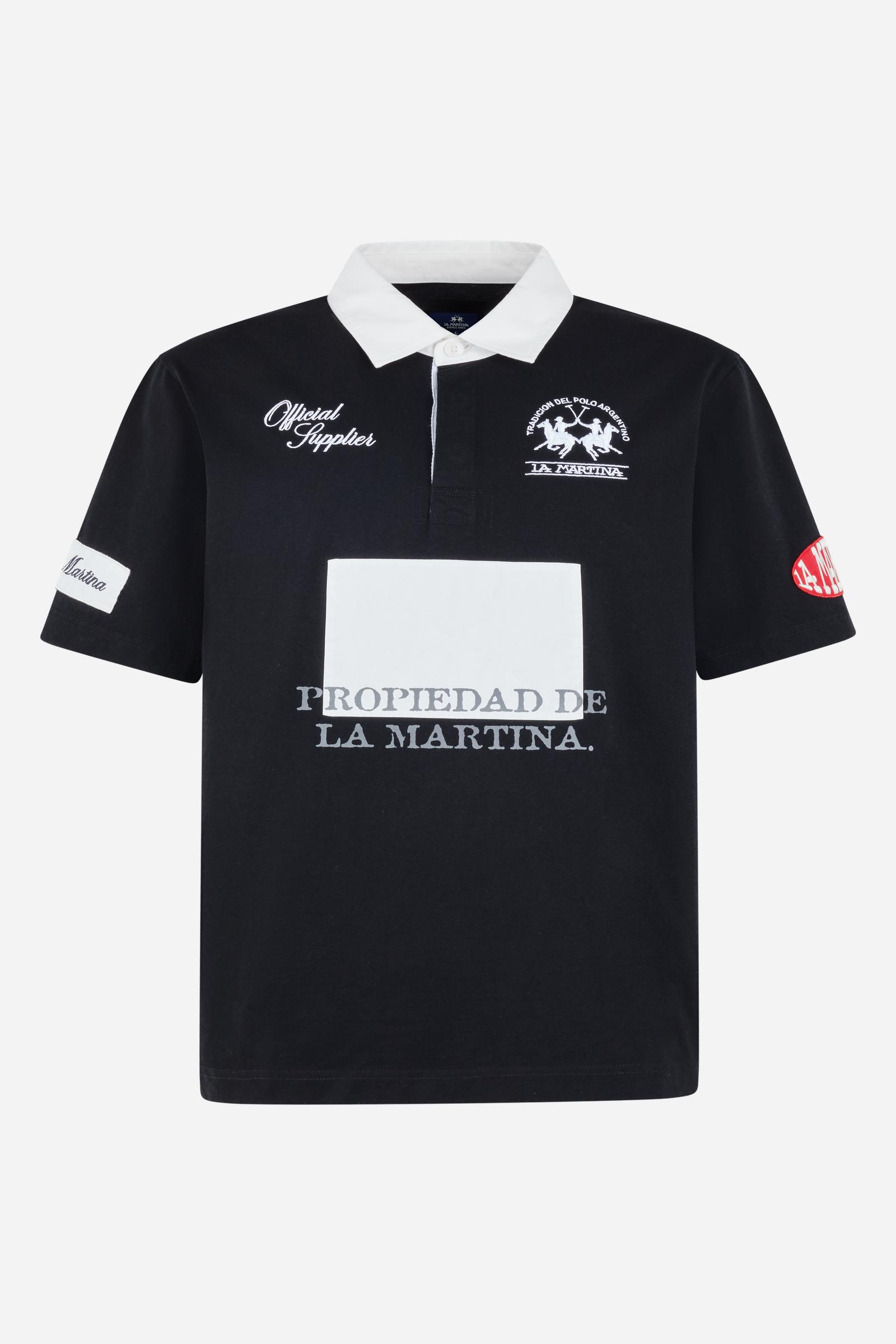 Short-sleeved cotton jersey polo shirt – Limited Edition “Propiedad”