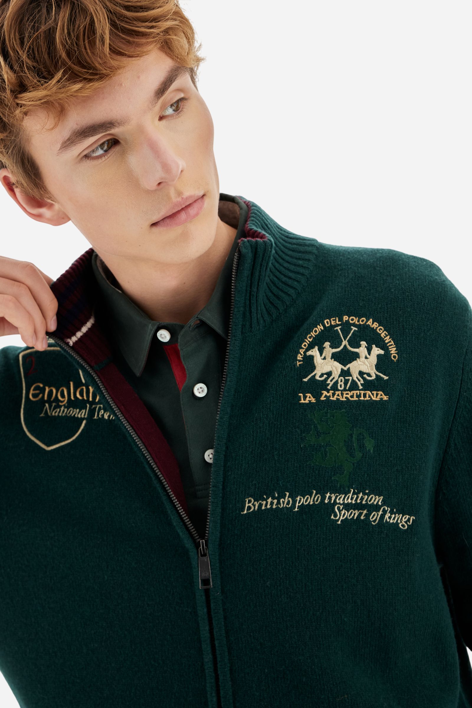 Men's full zip lambswool sweater Polo Player - Barclay – La Martina