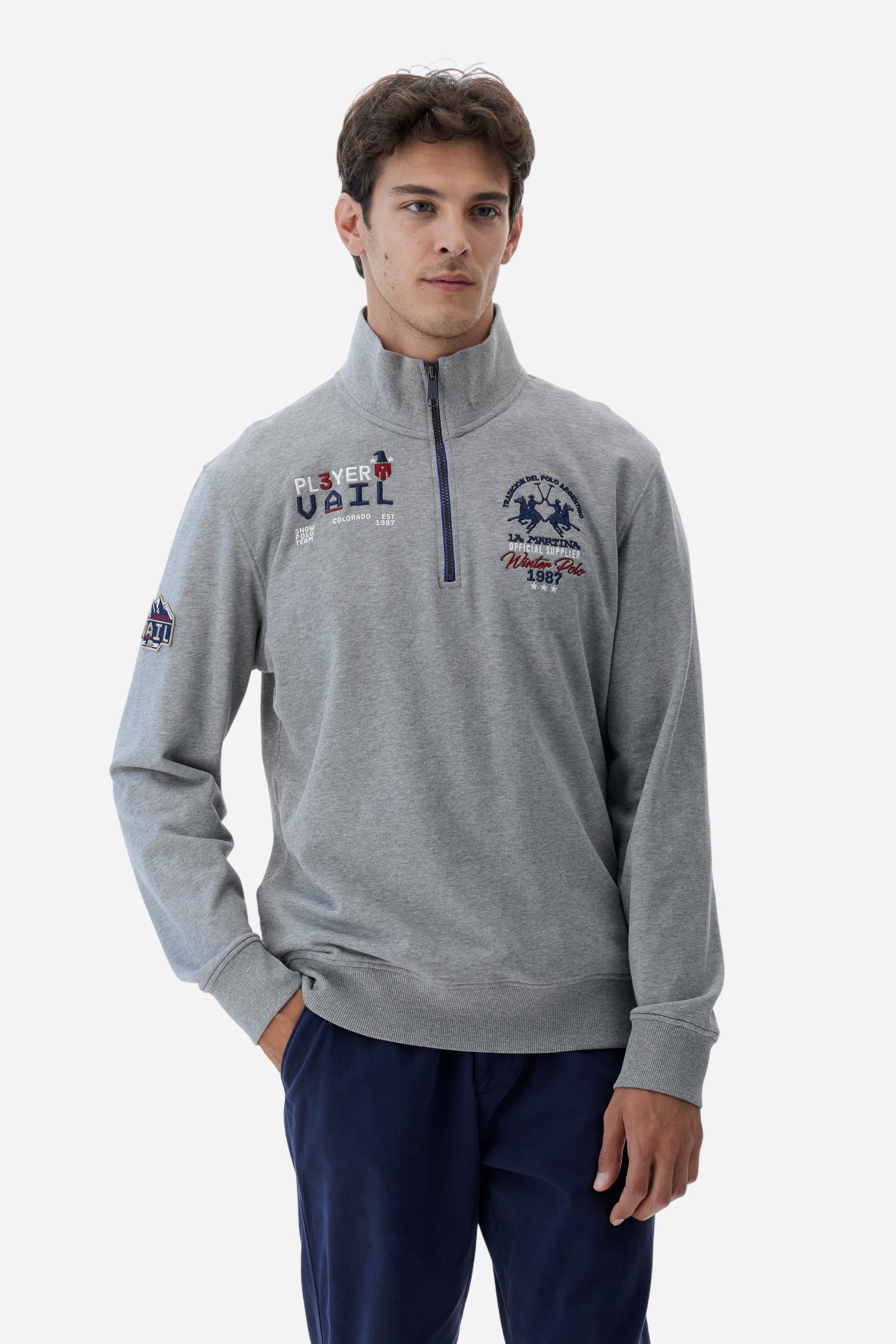 Sudadera de hombre mélange de cuello alto con cremallera - Boris