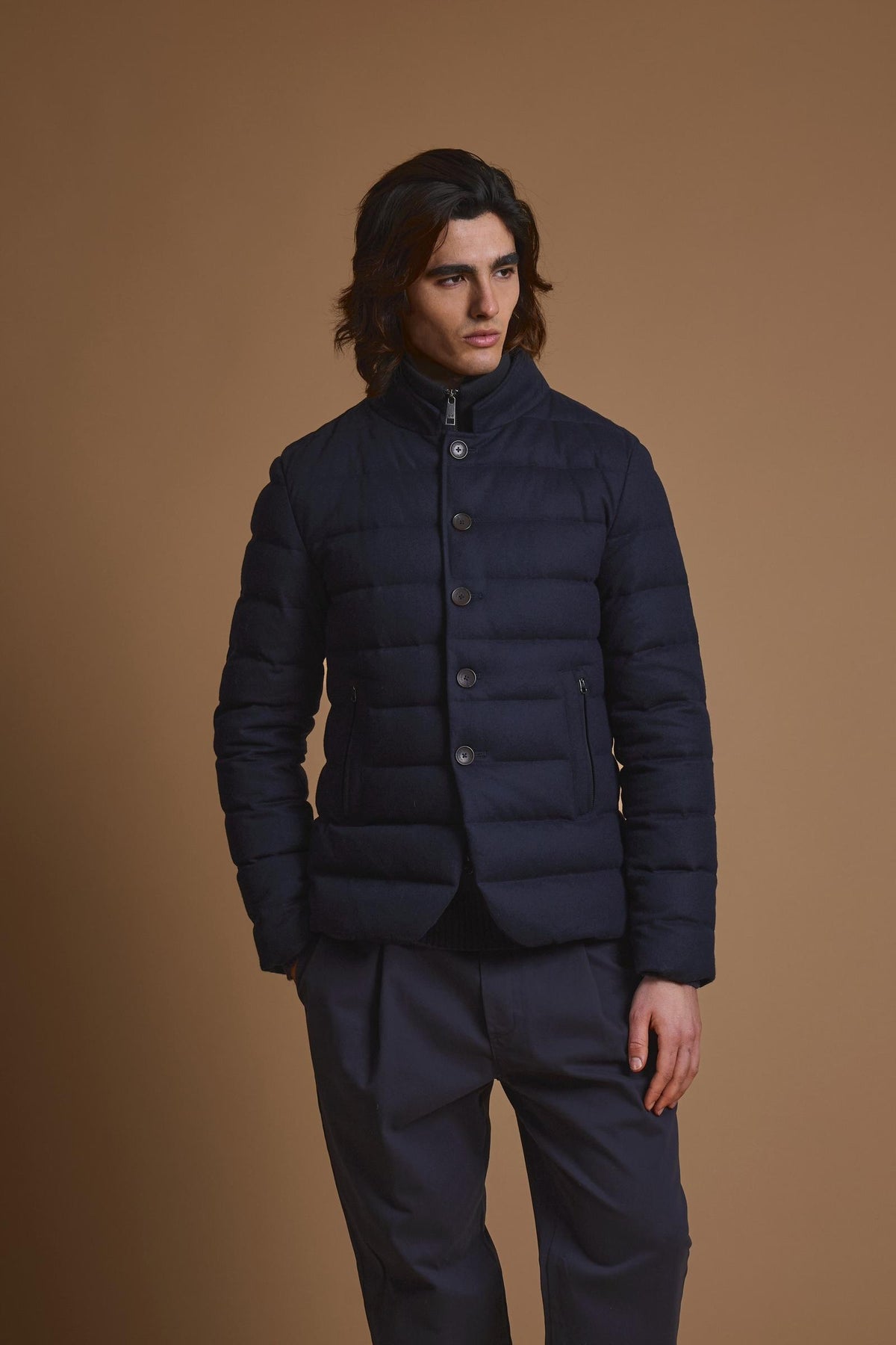 Herren-Steppjacke aus Woll-Twill – Darin