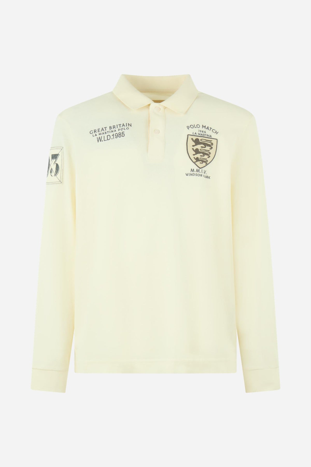 Men's long-sleeve cotton piqué polo shirt Polo Match Engadine