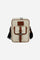Men’s crossbody pouch in washed canvas with leather details, compact and functional with front pocket and metal logo buckle. - White / Burnt Brown                                                                                                                                                                                                                                                                                                                                                                              