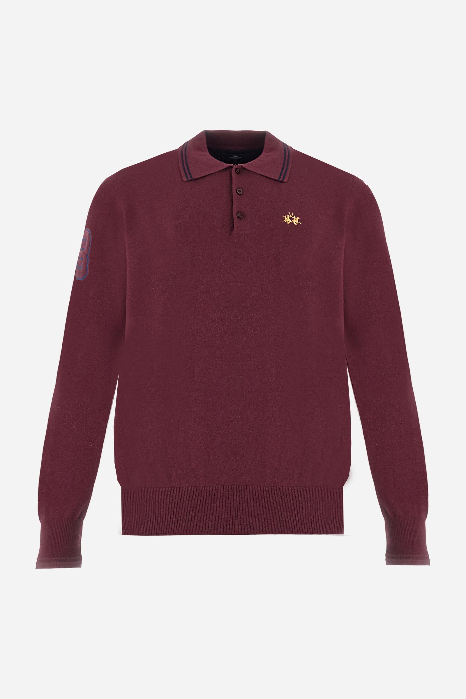 Men’s cotton and wool knit polo with small logo - Brendye