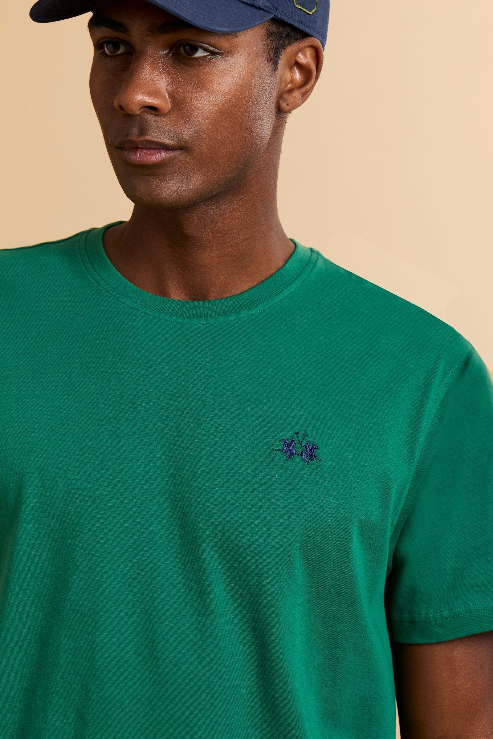 Men’s cotton jersey T-shirt with regular fit and ribbed crew neck. Small contrast embroidered logo. - Amazon                                                                                                                                                                                                                                                                                                                                                                                                                    