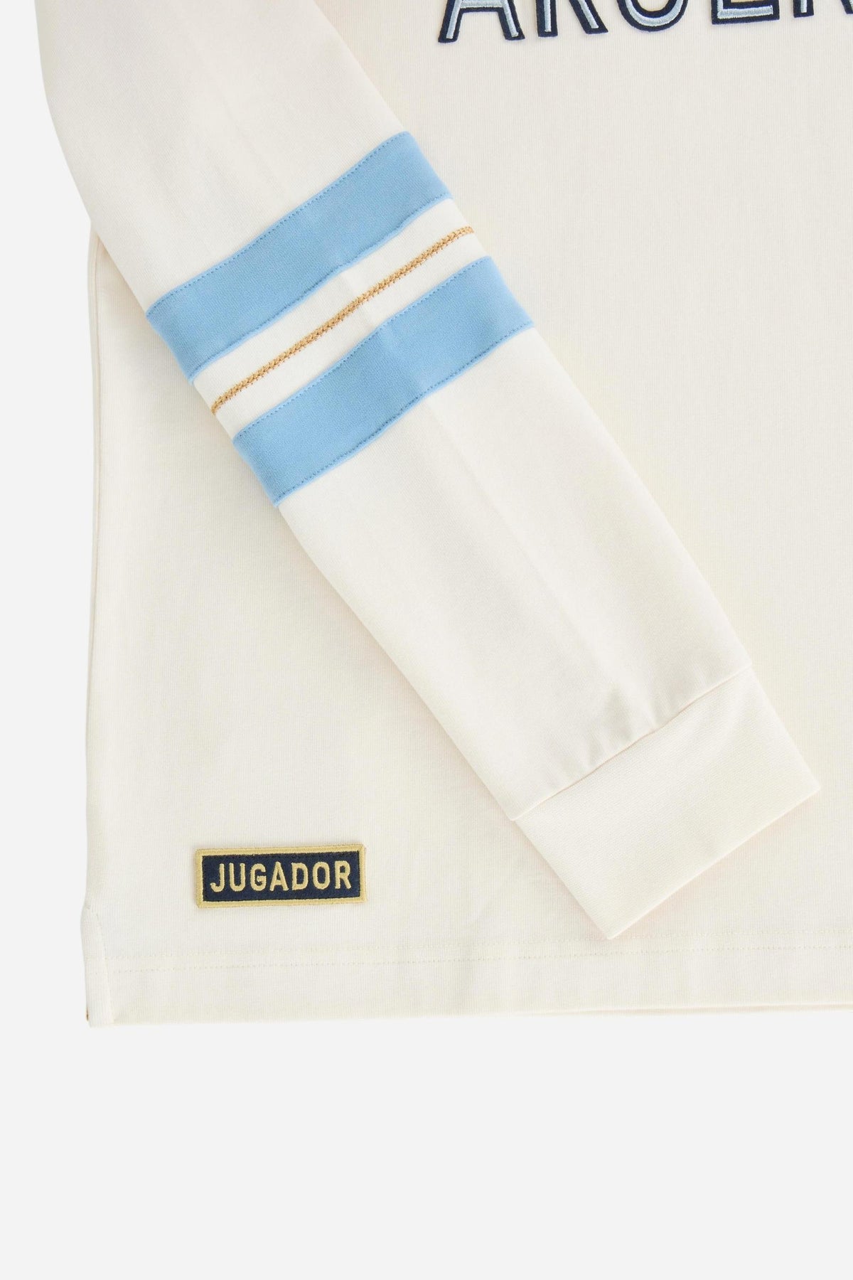 Men's long-sleeve polo in 100% high-weight cotton jersey with a contrasting gabardine collar, embroidered details, and a relaxed, contemporary fit for durable comfort. - Pristine