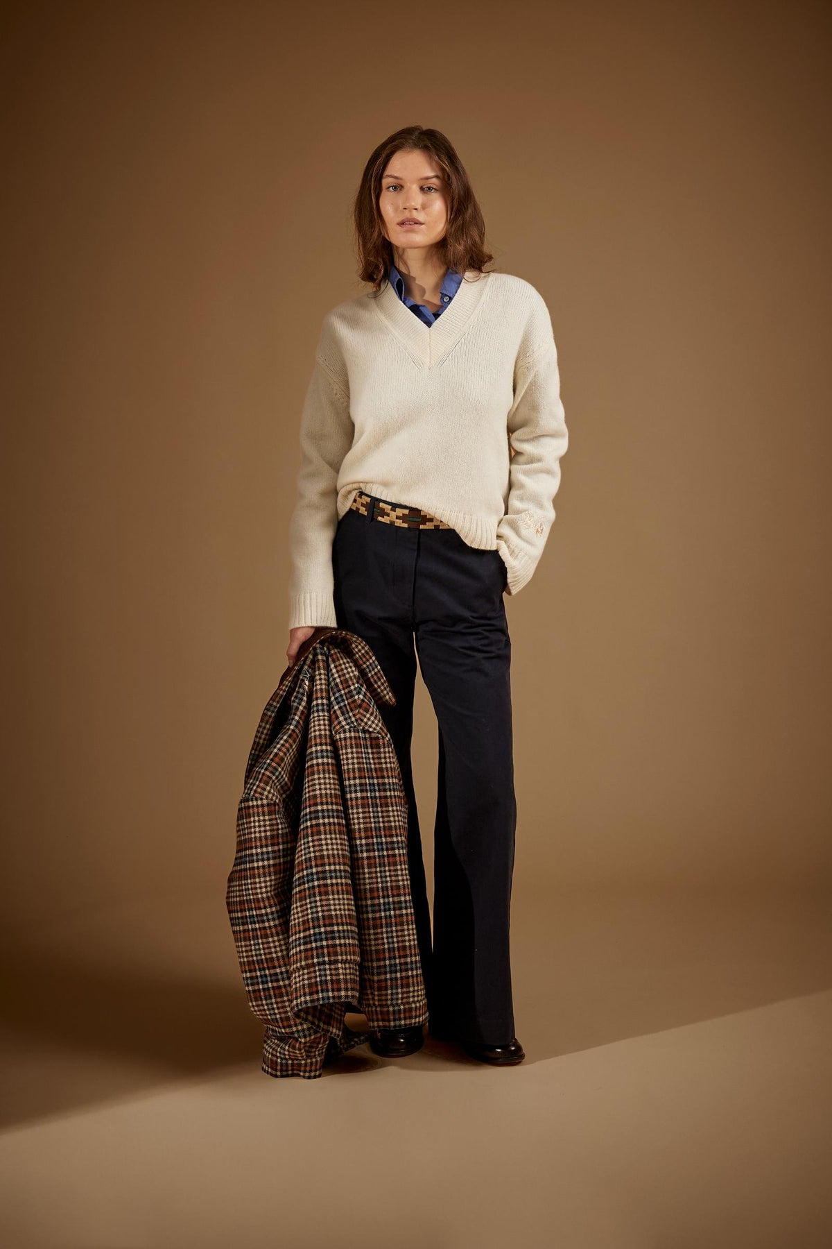 Women's V-neck merino wool sweater - Erendira