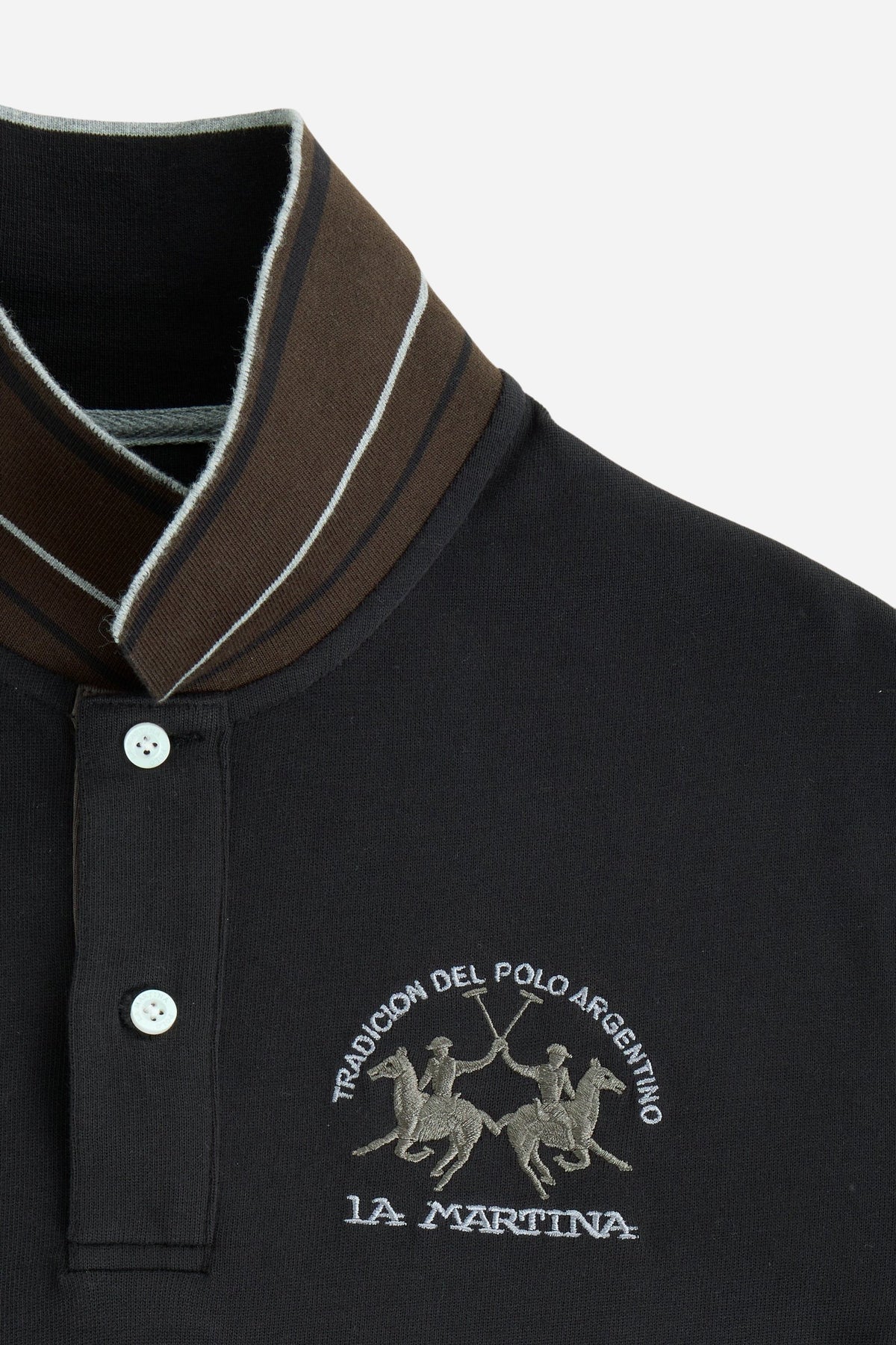 Herren-Polo aus Baumwolle mit langen Ärmeln Flaviano