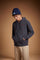 Men's long-sleeve sweatshirt in 100% cotton brushed fleece with adjustable hood, front zipper, kangaroo pockets, ribbed cuffs, and a relaxed fit for comfort. - Navy Blazer