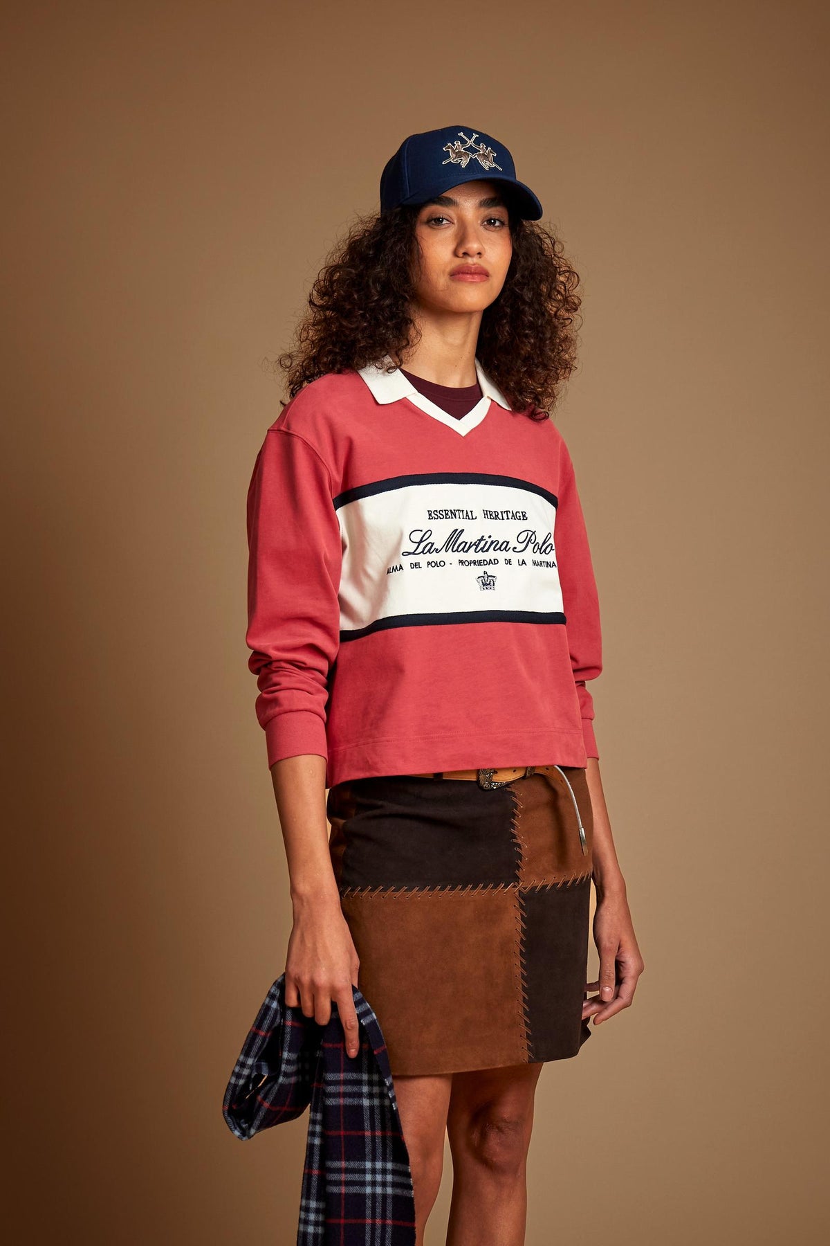 Women's long sleeve polo shirt, cotton jersey, Polo Club stripes - Hermes