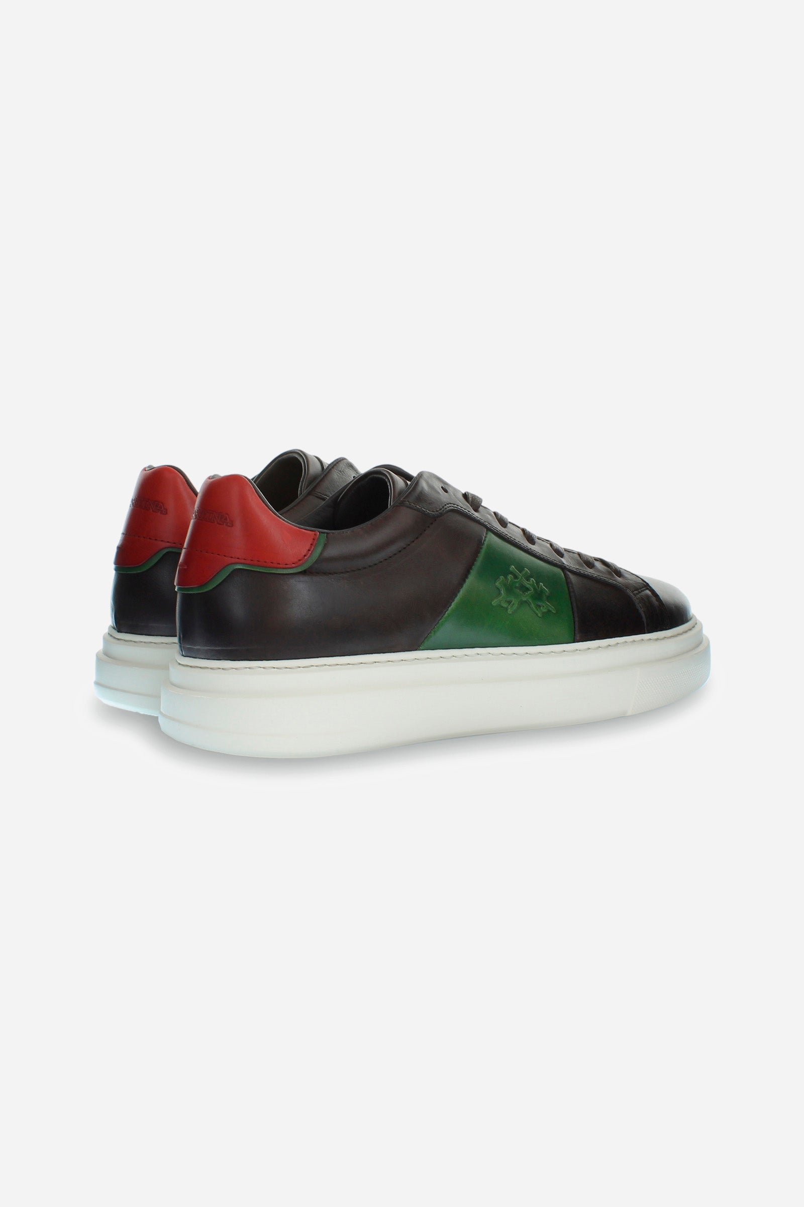 Men's trainer in multi-coloured leather