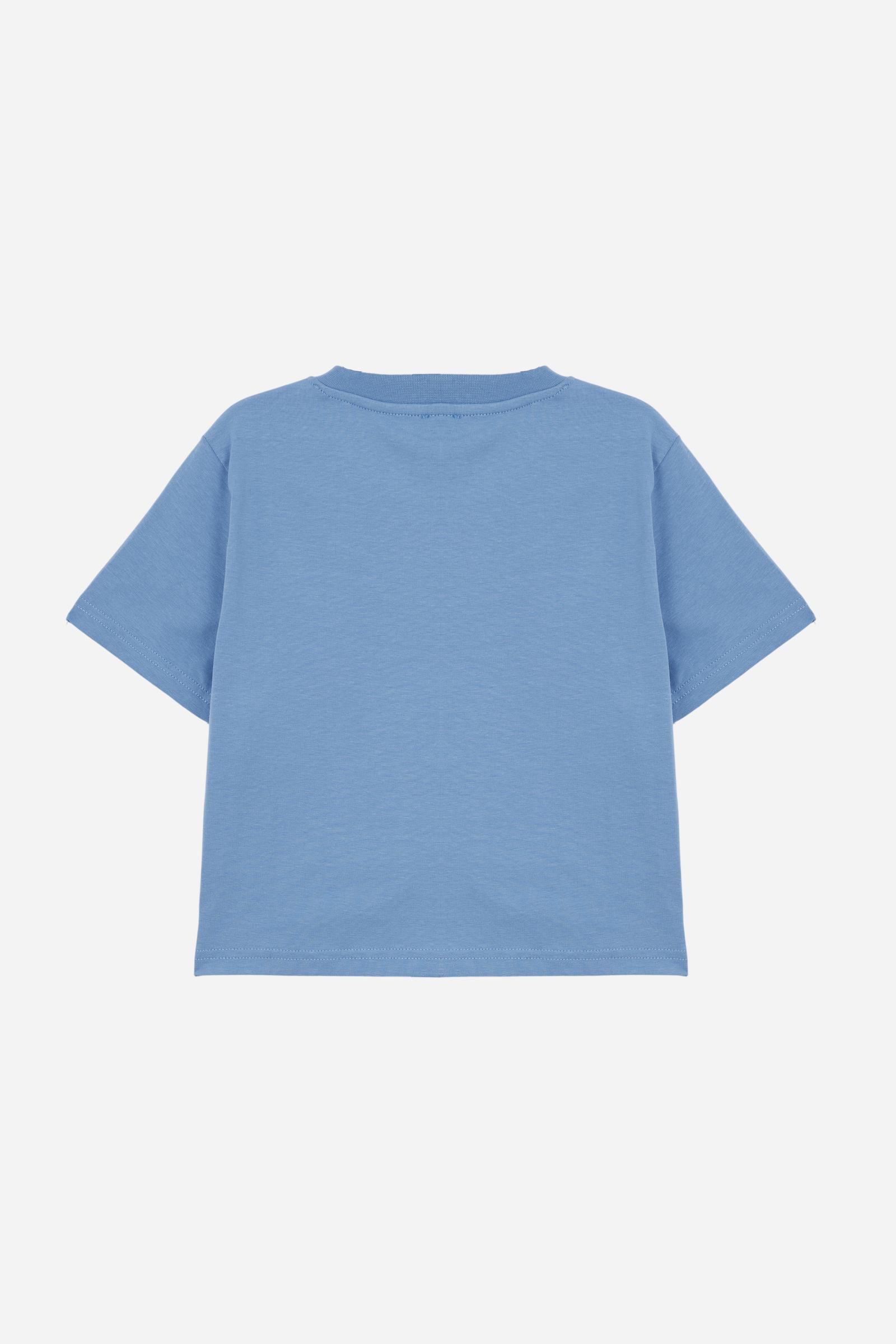 Short-sleeved T-shirt for girls made from 100% cotton jersey. The crew-neck style features a ribbed collar, regular fit and cropped line. The brand logo embroidered on the chest in a contrast colour adds an essential and distinctive detail. A versatile T-shirt, perfect for casual looks with a contemporary feel. - Riviera