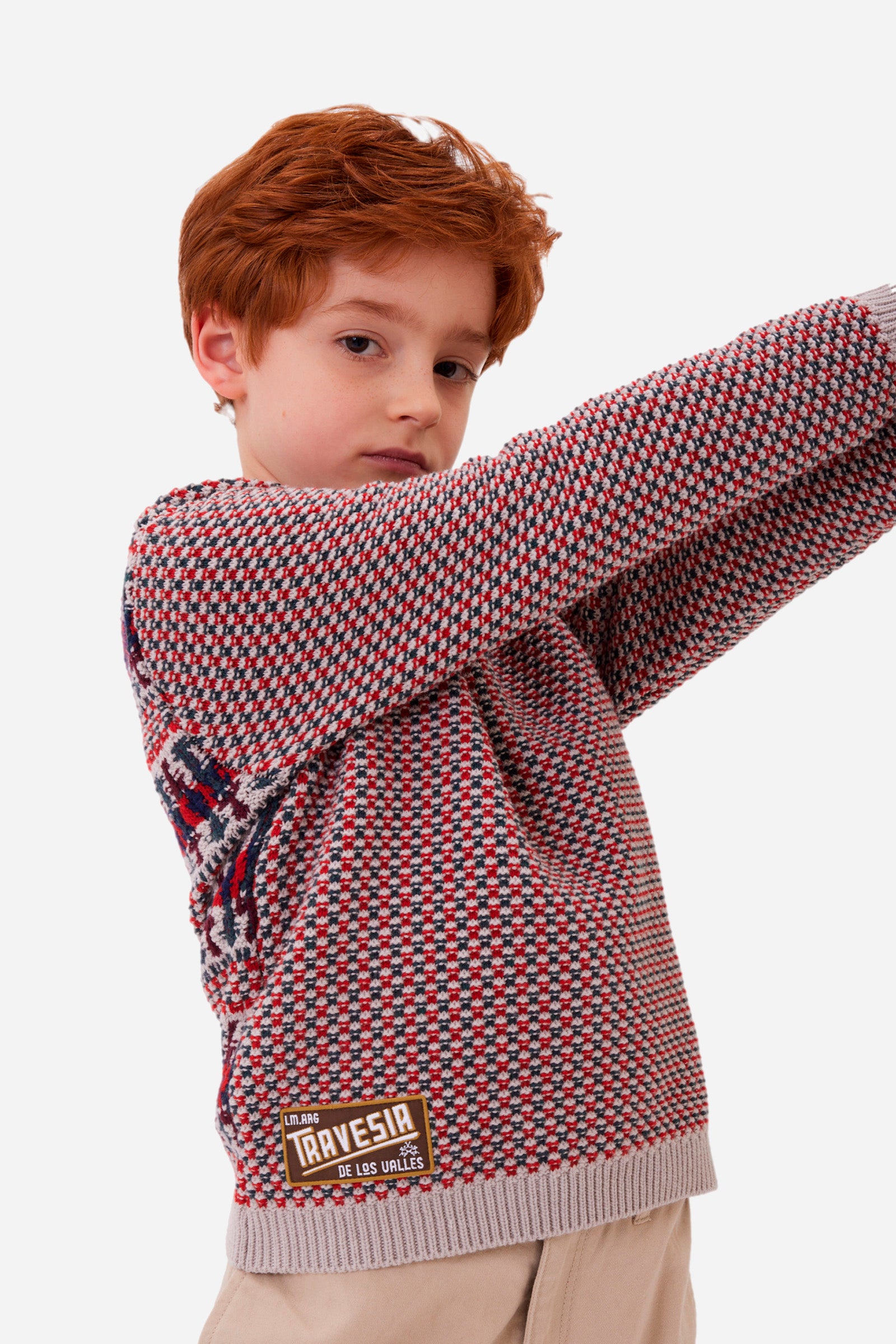 Jungen-Pullover mit geometrischem Muster