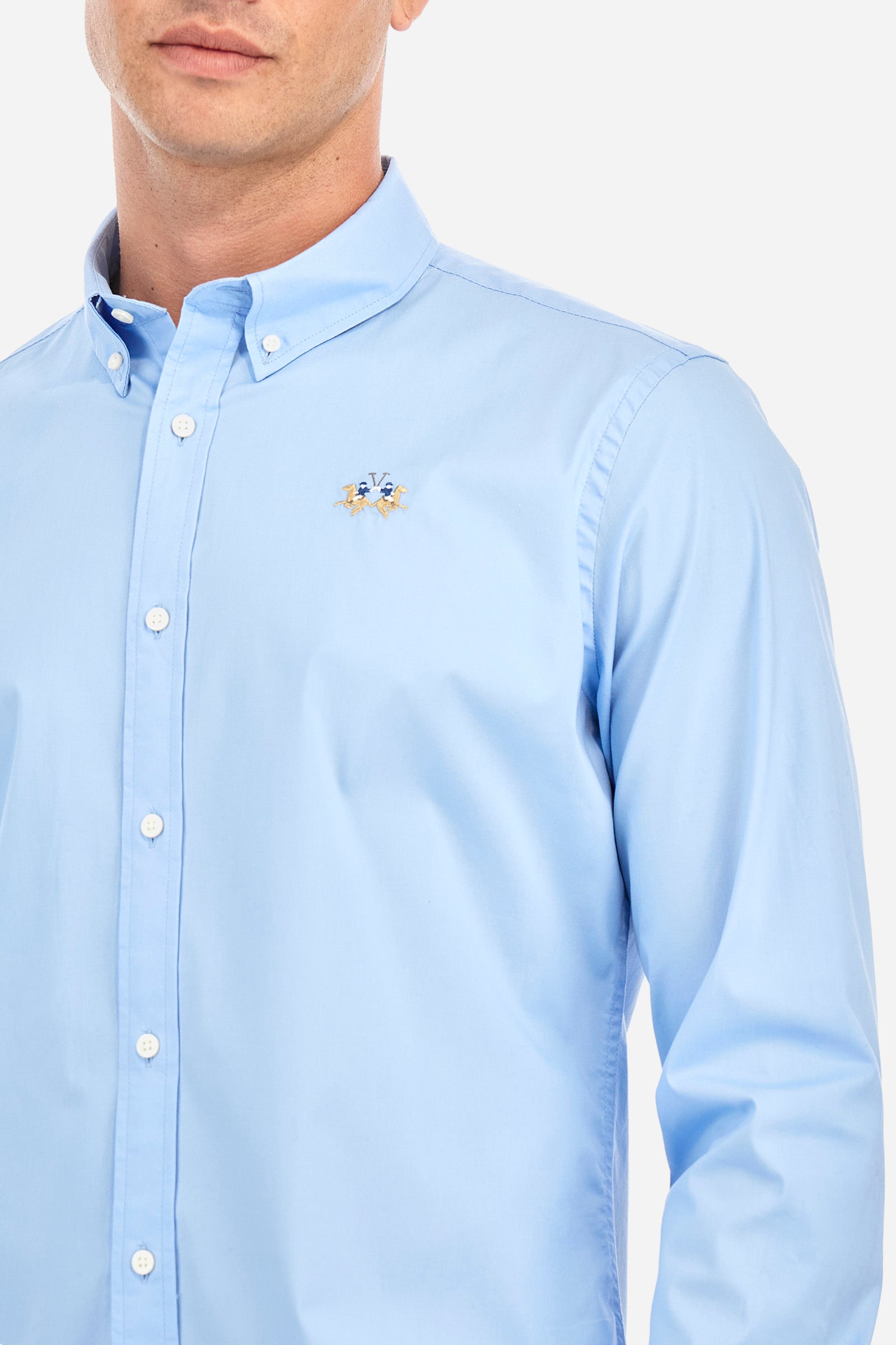 Slim-fit shirt in elasticated cotton - Leon