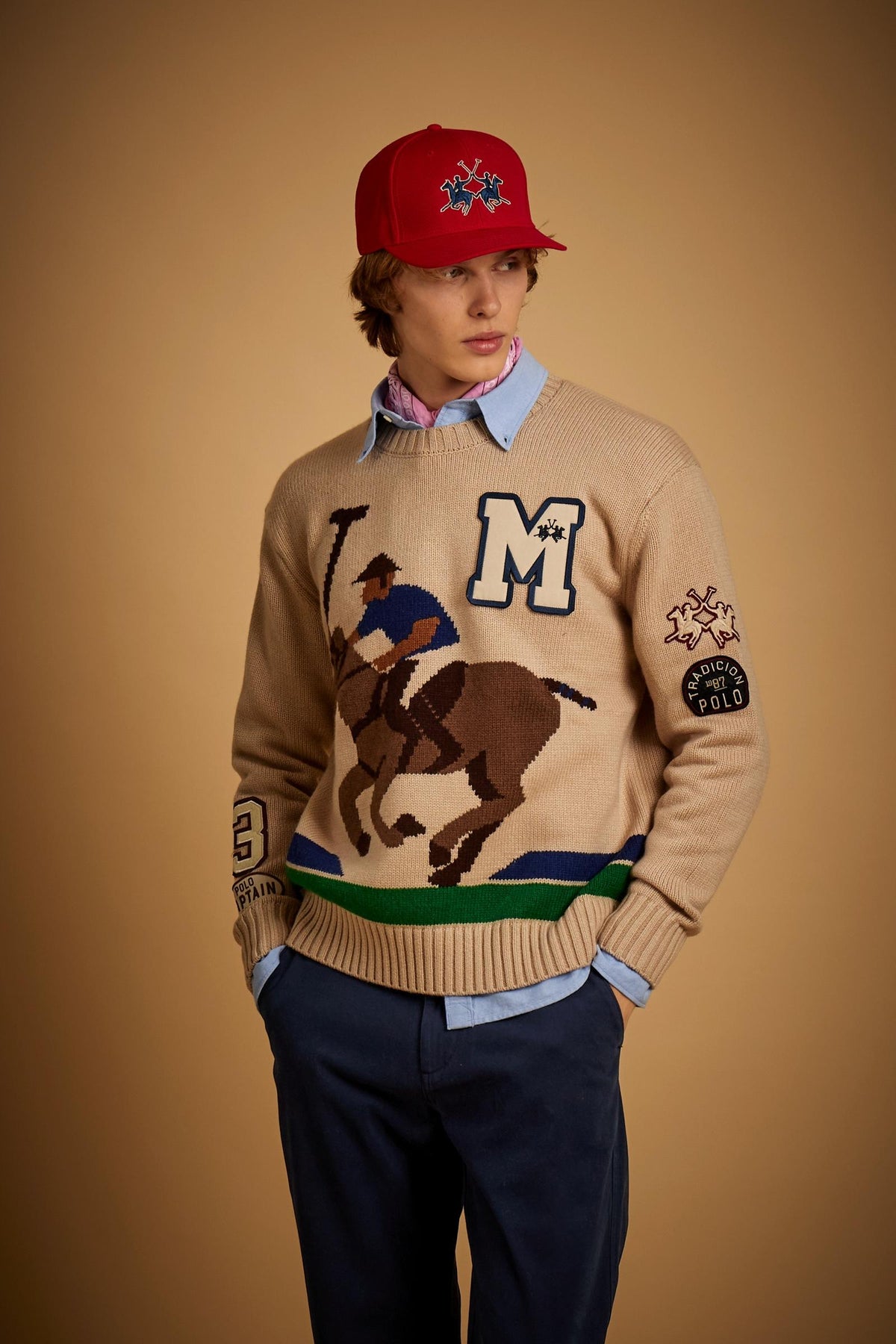 Jacquard crew neck lambswool sweater - Emmet