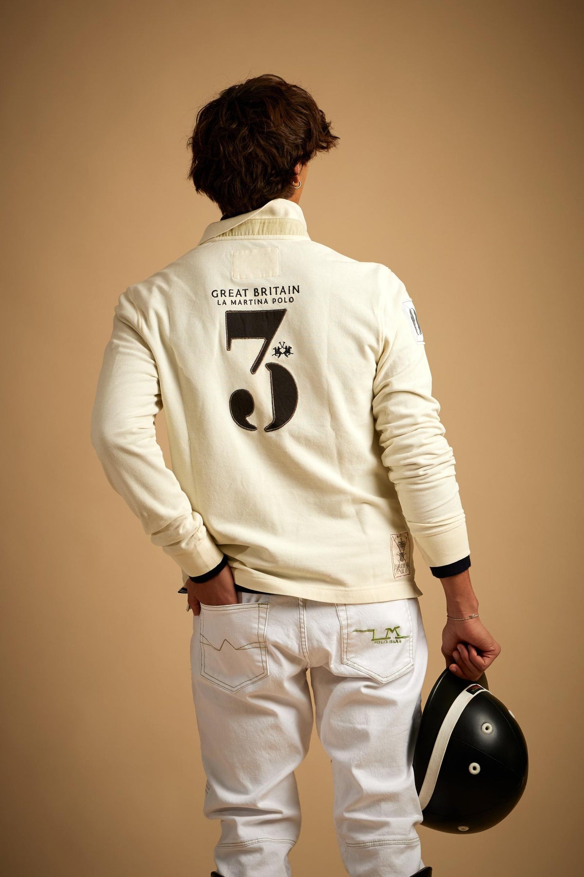 Men's long-sleeve cotton piqué polo shirt Polo Match Engadine