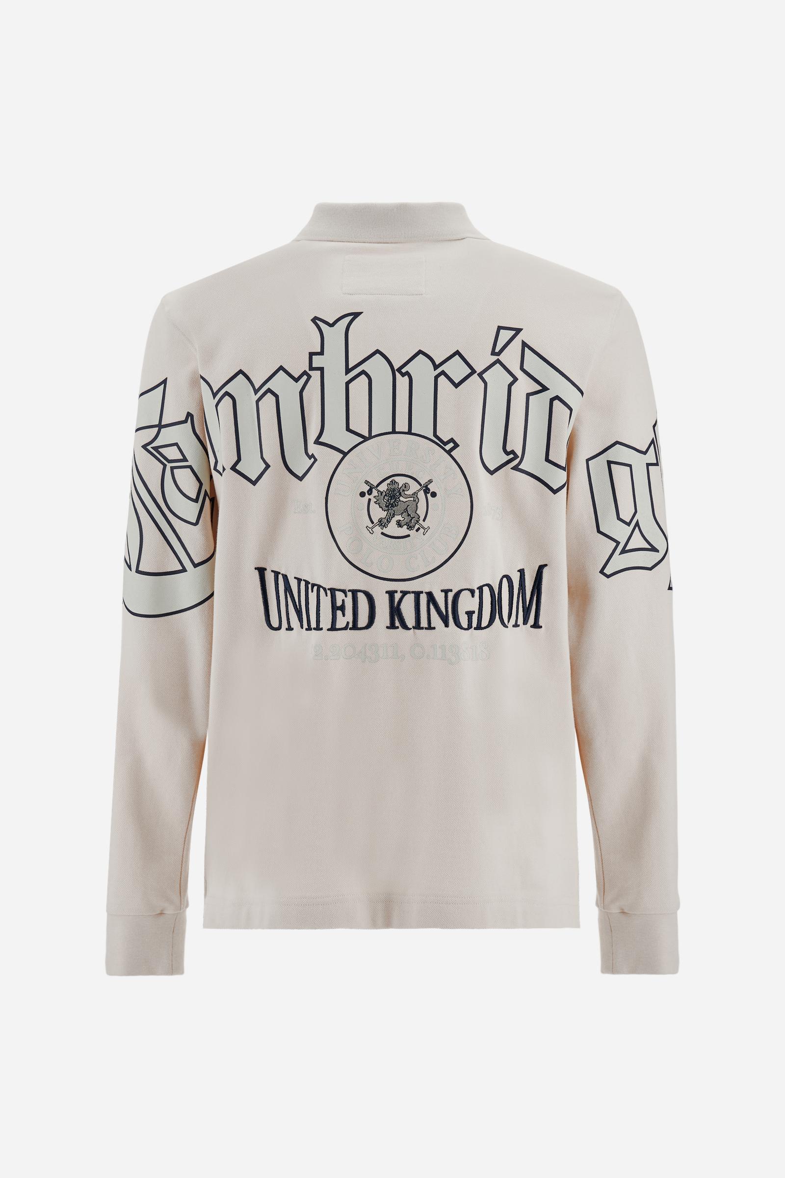 Men's long sleeve polo in Cambridge cotton piqué - Eros