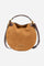Large suede crescent bag with contrasting leather handles and strap. Features La Martina metal logo on the front. - HONEY/DARK CHOCOLATE                                                                                                                                                                                                                                                                                                                                                                                        