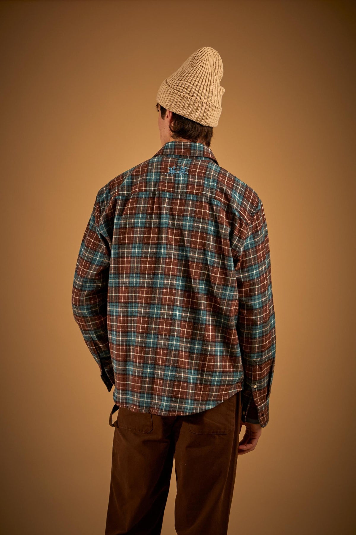 Men's cotton flannel checkered shirt