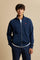Men’s cotton French Terry sweatshirt with full zip, regular fit and ribbed details. Contrast embroidered brand logo. - Navy                                                                                                                                                                                                                                                                                                                                                                                                     