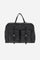 Travel bag in washed canvas and leather. Large and practical, with removable shoulder strap and big front pockets with buckles. - Black                                                                                                                                                                                                                                                                                                                                                                                         
